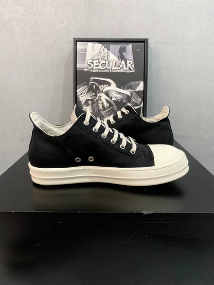 Rick Owens Black and White Low Top Sneakers-yf