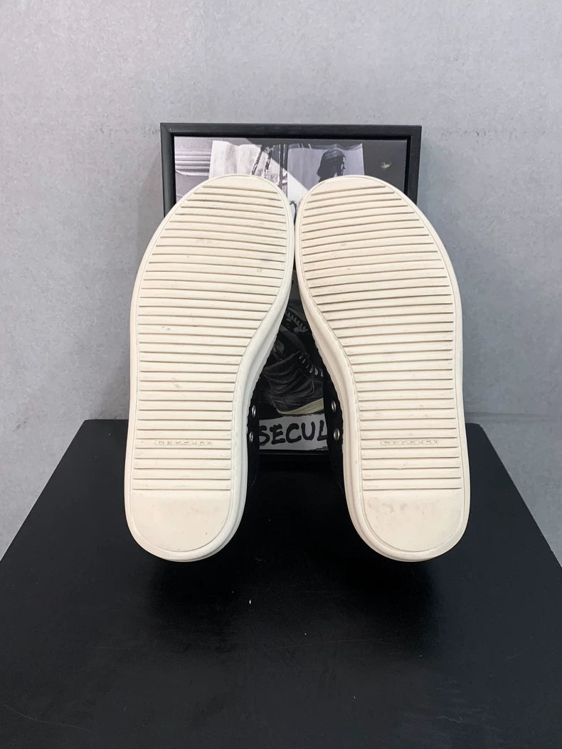 Rick Owens Black and White Low Top Sneakers-yf