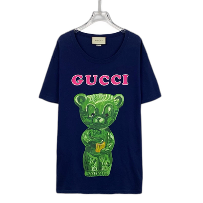 Gucci Bear Logo Print Cotton T-Shirt