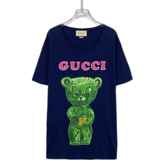 Gucci Bear Logo Print Cotton T-Shirt