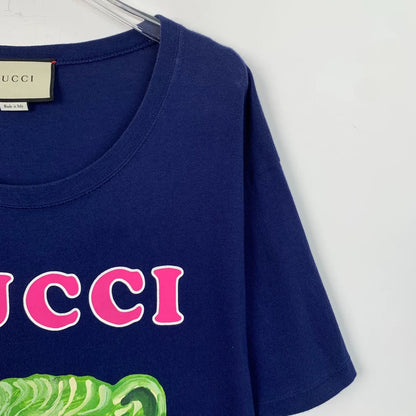 Gucci Bear Logo Print Cotton T-Shirt