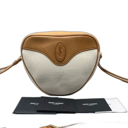 YSL Canvas Leather Heart Crossbody Bag