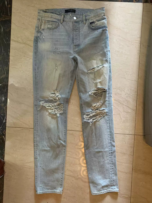 Amiri sabotages jeans catwalk