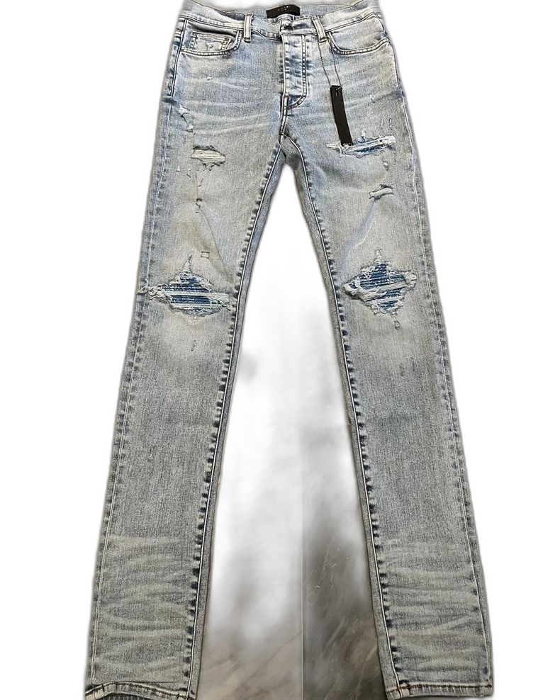 Amiri Light Blue Patterned Denim Pants