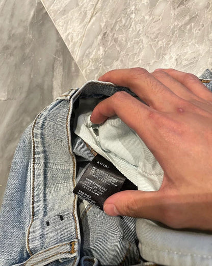 Amiri Light Blue Patterned Denim Pants