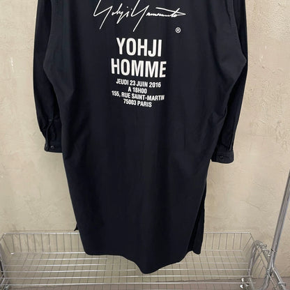 Yohji Yamamoto Black Long Shirt Coat