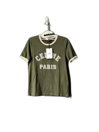 Celine Green Logo Short Sleeve T-Shirt