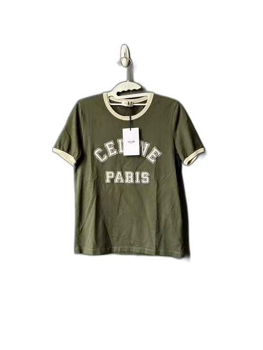 Celine Green Logo Short Sleeve T-Shirt