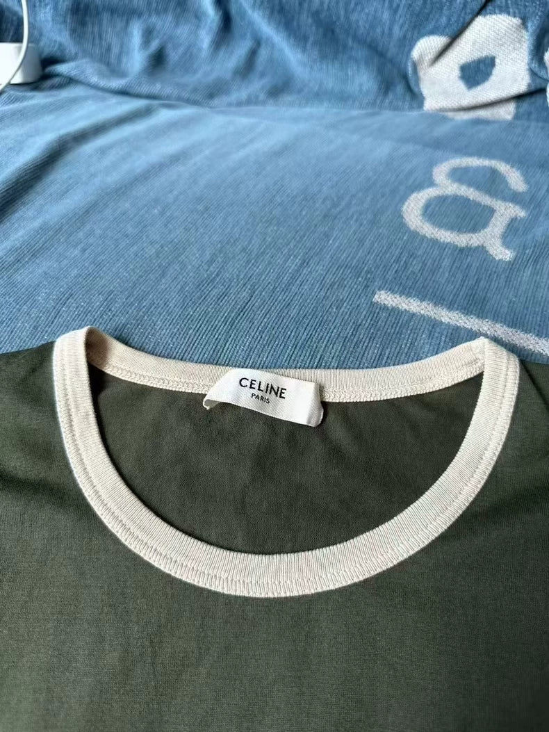 Celine Green Logo Short Sleeve T-Shirt