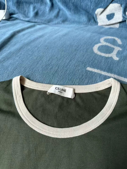 Celine Green Logo Short Sleeve T-Shirt