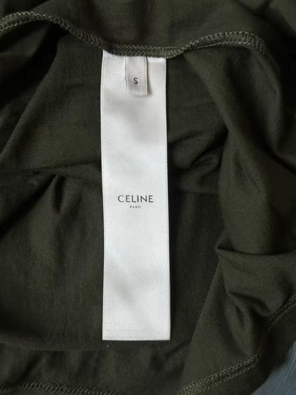 Celine Green Logo Short Sleeve T-Shirt