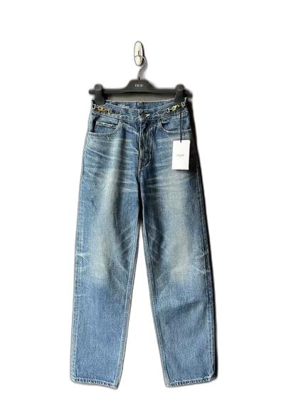 Celine Margaret Chain Detail Denim Pants