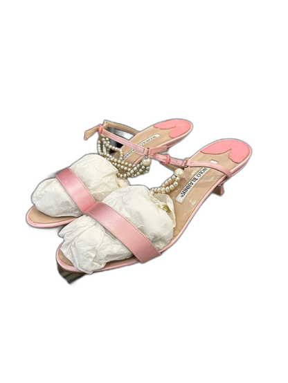 Pink Satin High Heel Mules by Manolo Blahnik