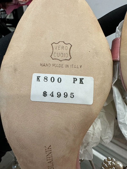 Pink Satin High Heel Mules by Manolo Blahnik