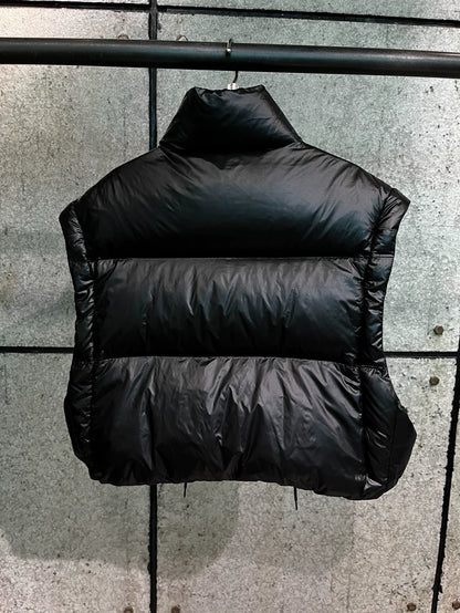Prada Black Logo Puffer Jacket with Removable Sleeves