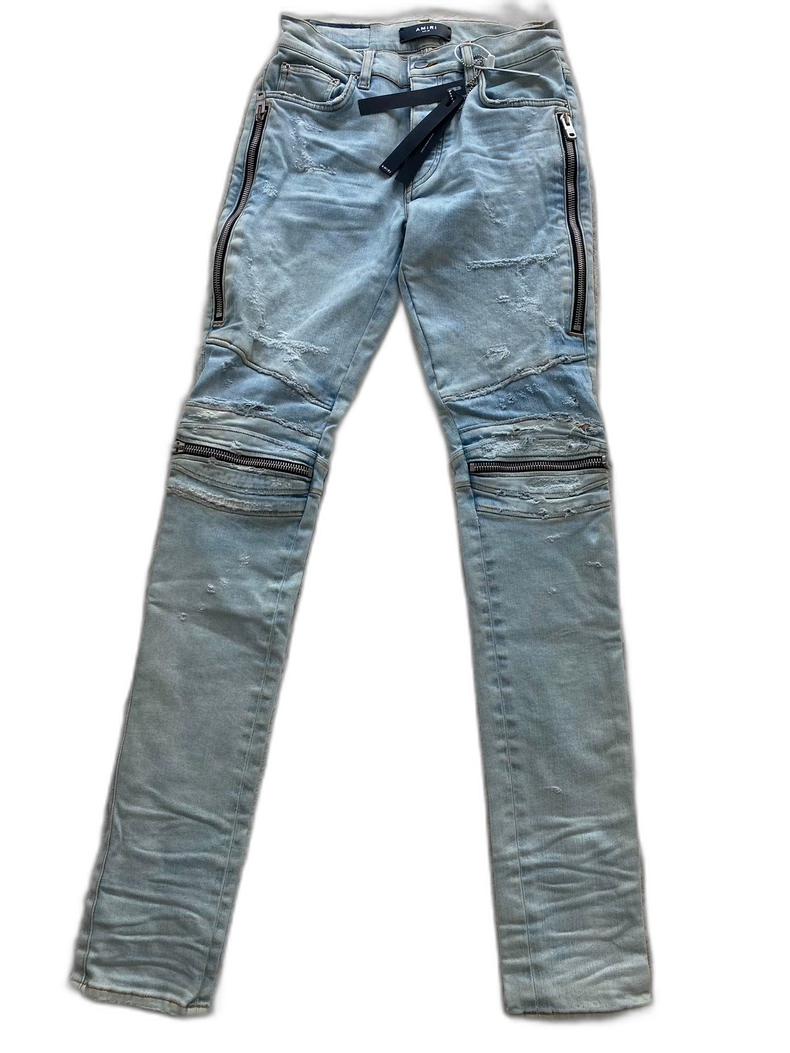 Amiri Water Wash Blue Distressed Jeans