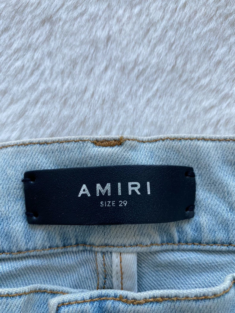 Amiri Water Wash Blue Distressed Jeans