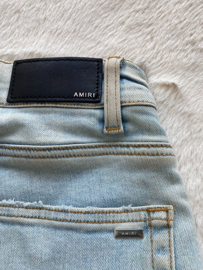 Amiri Water Wash Blue Distressed Jeans