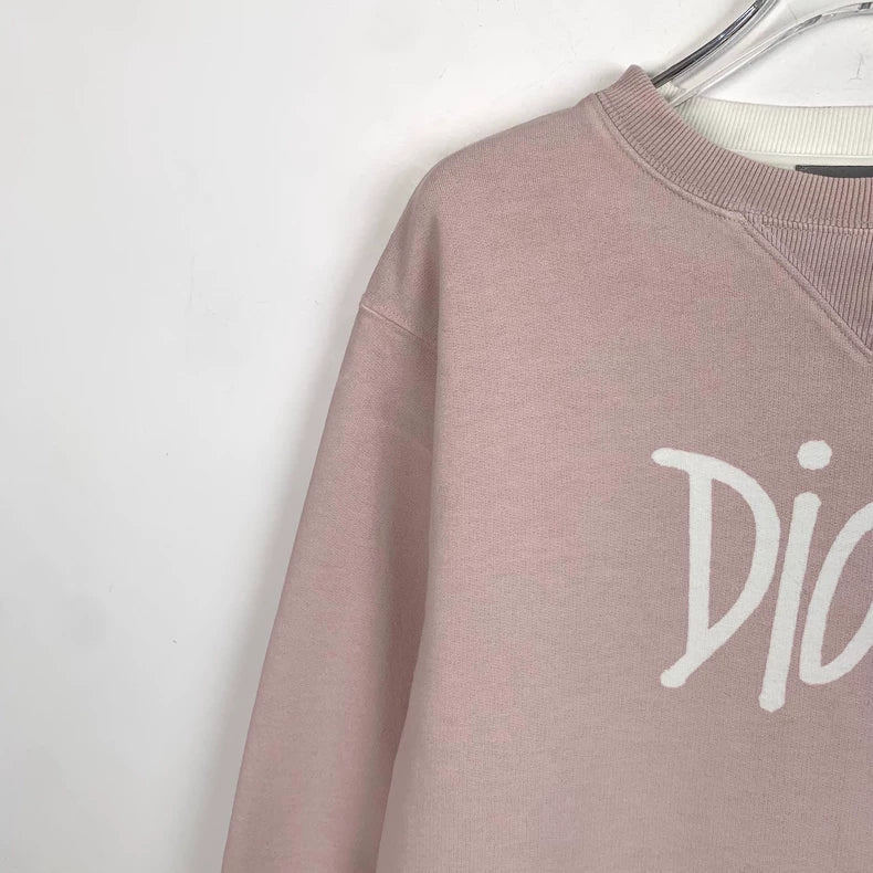 Pink Logo Print Cotton Long Sleeve Sweatshirt