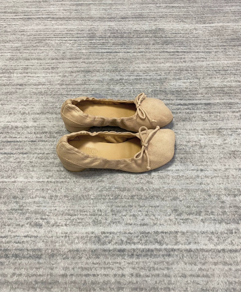 Margiela Suede Ballet Shoes with Gathered Design-zp