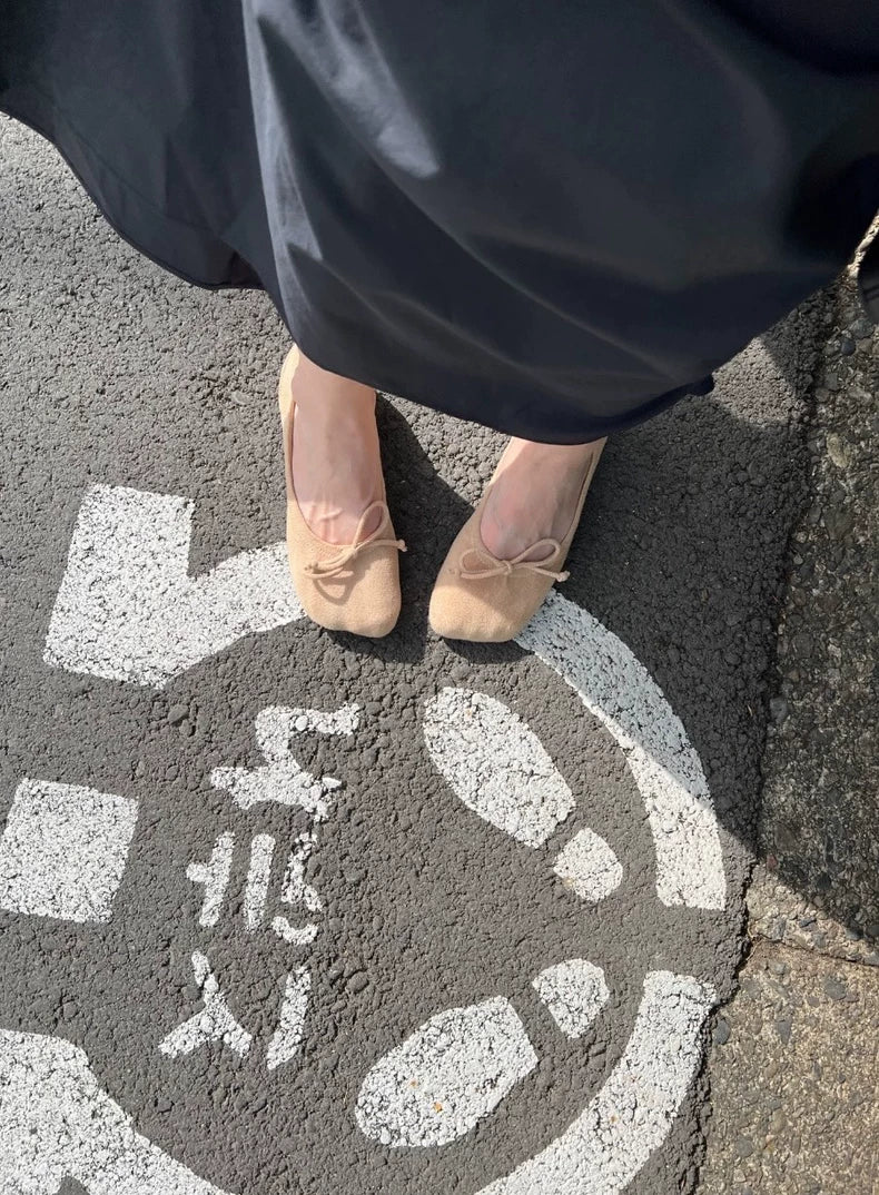 Margiela Suede Ballet Shoes with Gathered Design-zp