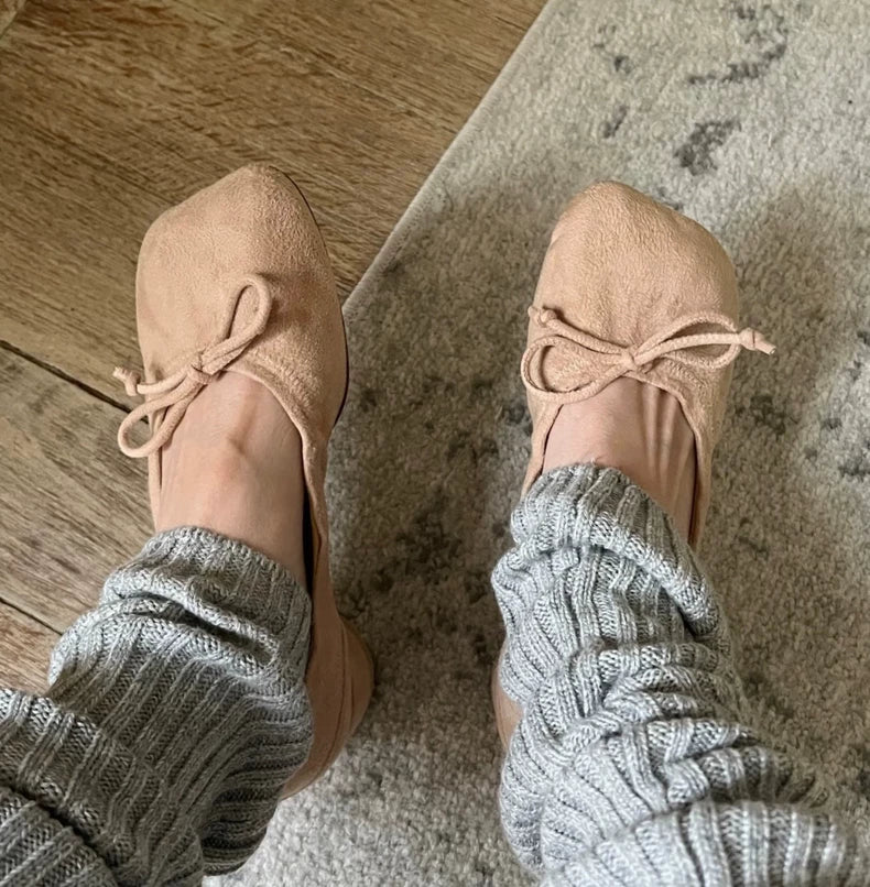 Margiela Suede Ballet Shoes with Gathered Design-zp