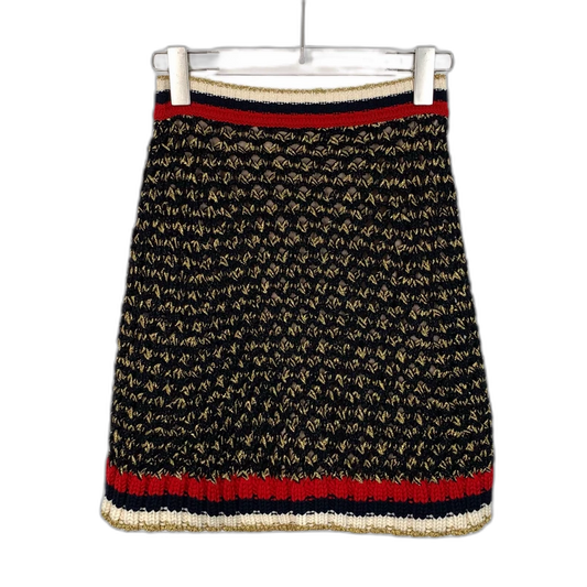 Gucci Colorful Striped Woven Cotton Skirt