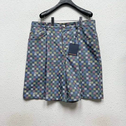 Louis Vuitton Damier Colorful Checkerboard Casual Shorts-yf
