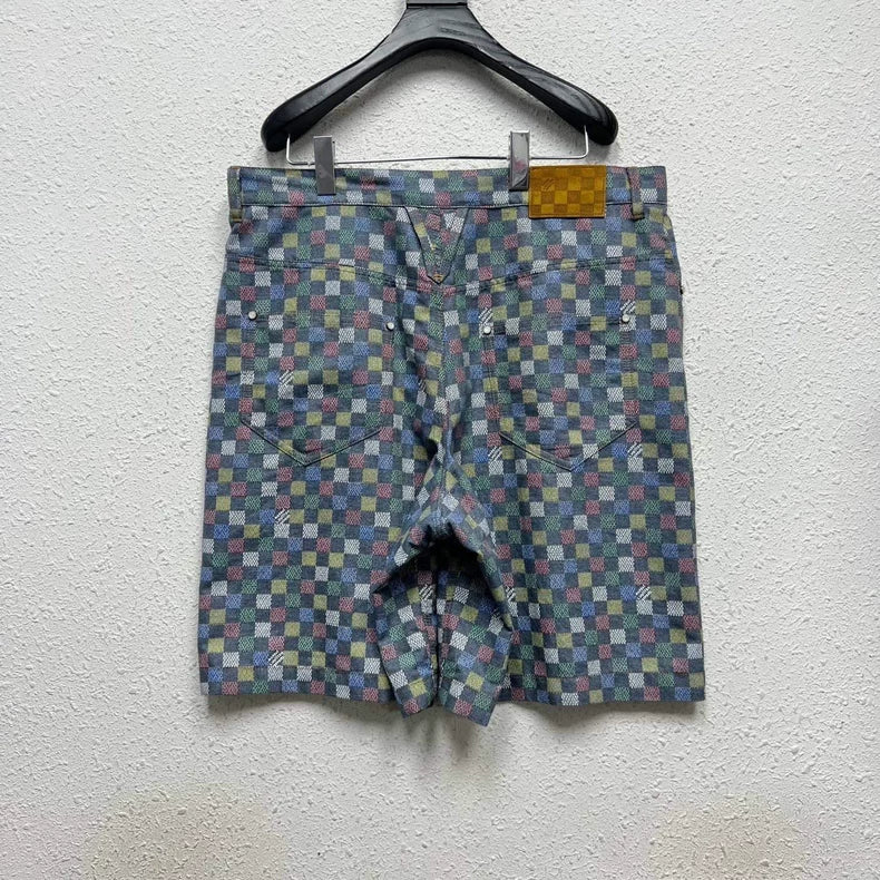 Louis Vuitton Damier Colorful Checkerboard Casual Shorts-yf