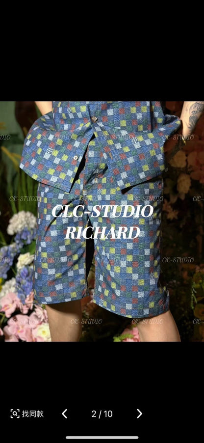 Louis Vuitton Damier Colorful Checkerboard Casual Shorts-yf