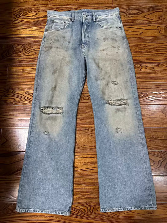 Acne Studios 23FW Mud Dyed Damaged Washed Horn Jeans