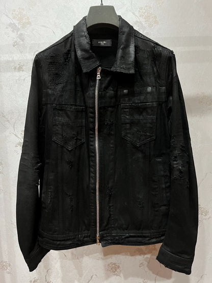 Amiri 15fw brush wax destroys denim jacket