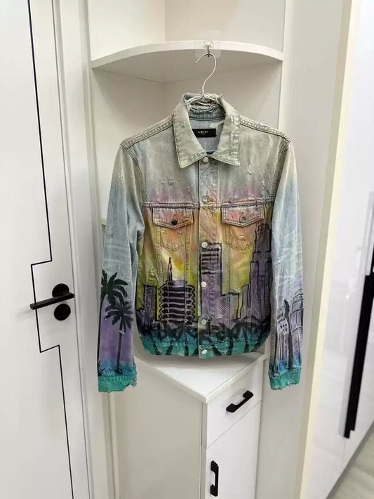 Amiri Metropolis rendering destroys denim jacket