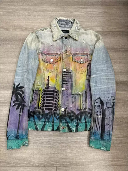 Amiri Metropolis rendering destroys denim jacket