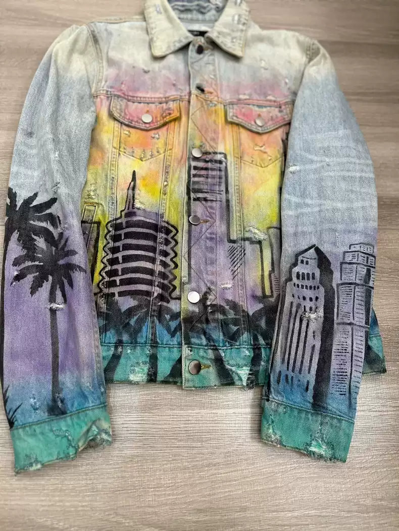 Amiri Metropolis rendering destroys denim jacket