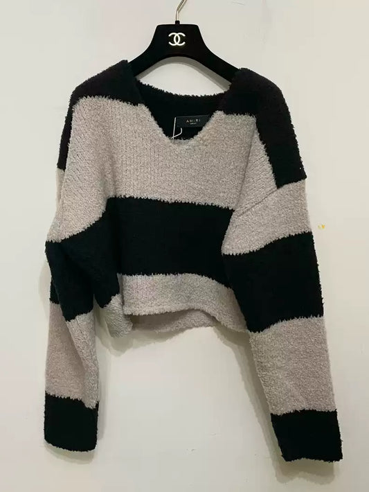 Amiri short striped wool mohair sweater