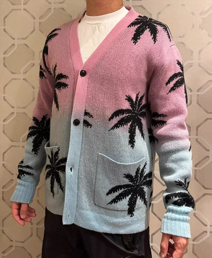 Aimiri coconut tree gradient cashmere cardigan shirt