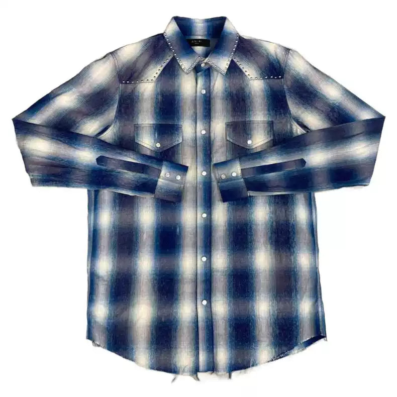 AMIRI Blue Riveted Flannel Shirt