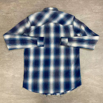 AMIRI Blue Riveted Flannel Shirt