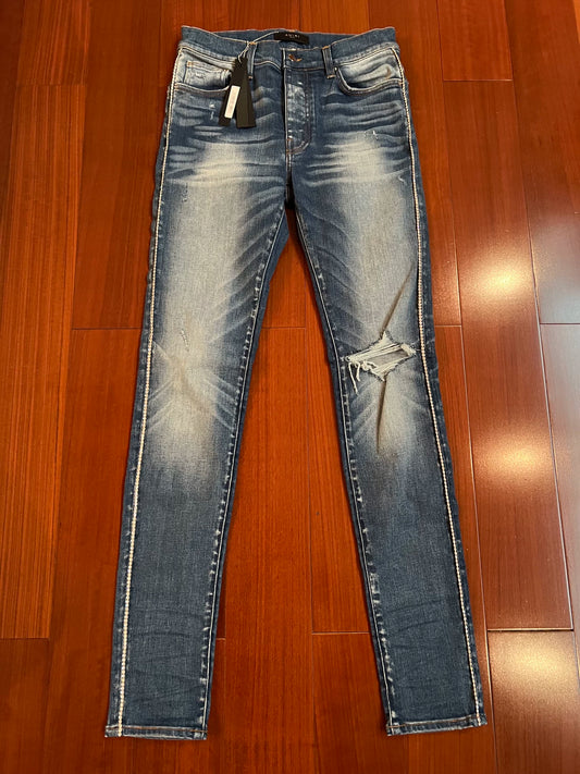 Amiri classic side bright diamond single cut blue jeans