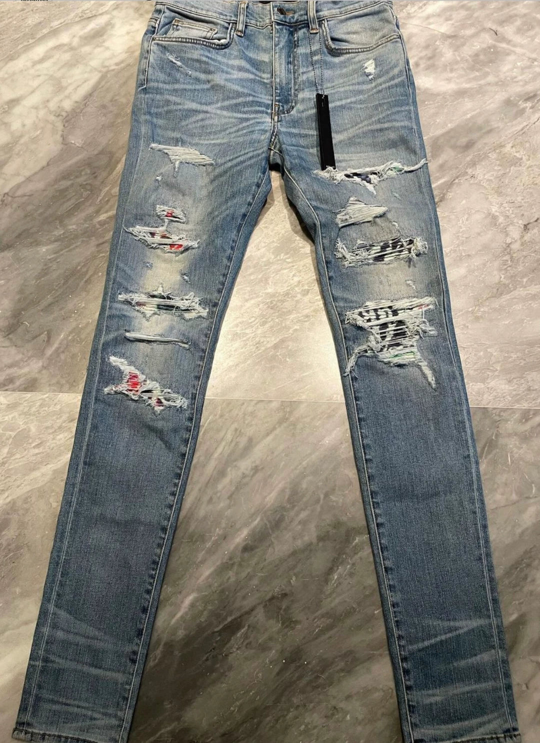 Amiri Classic Multi Element Colorful Limited Edition Splicing Blue Jeans