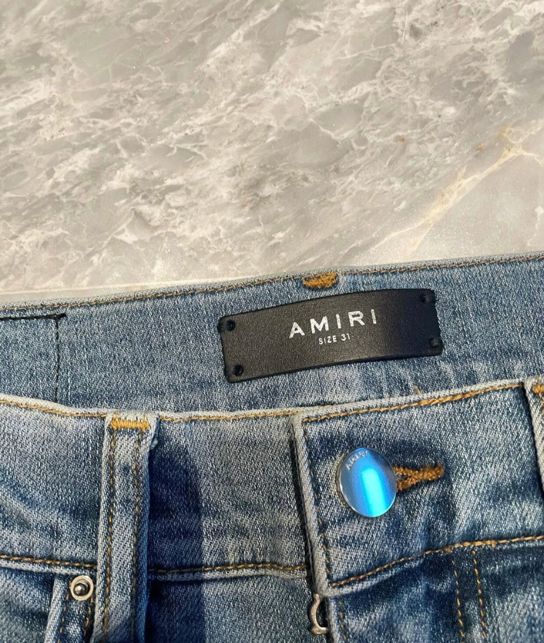 Amiri Classic Multi Element Colorful Limited Edition Splicing Blue Jeans