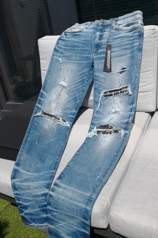 Amiri Classic Note Splicing Blue Jeans