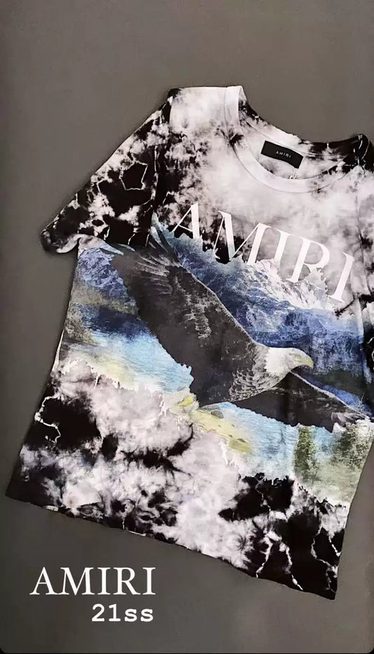 Amiri Eagle Tie dye Flying Short sleeved T-shirt