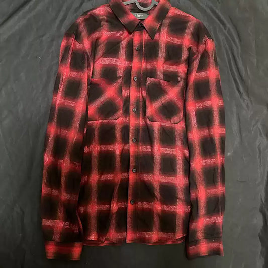 amiri 18AW GLITTER OVERSIZED PLAID SHIRT