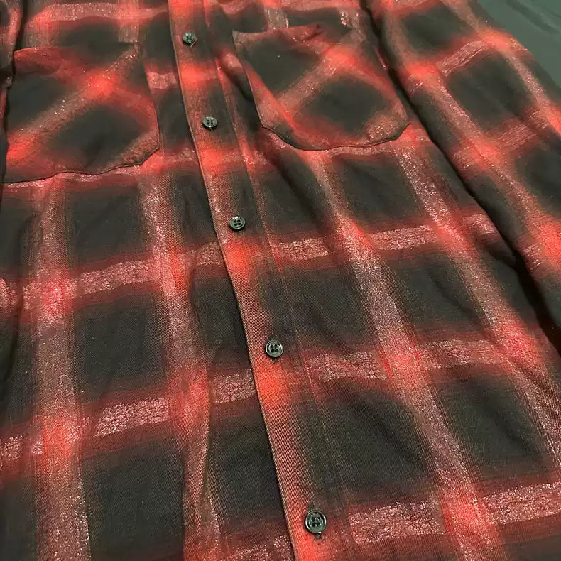 amiri 18AW GLITTER OVERSIZED PLAID SHIRT