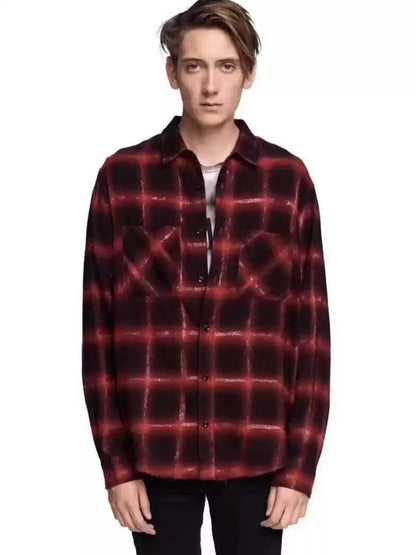 amiri 18AW GLITTER OVERSIZED PLAID SHIRT