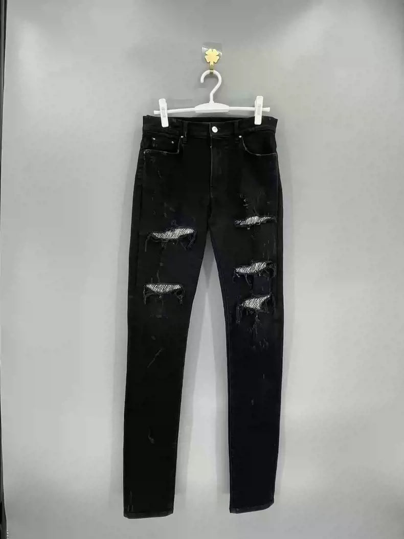 Amiri Black Sparkling Pink Zebra Jeans