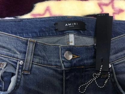 Amiri Classic MX1 Blue Splice Leather Jeans