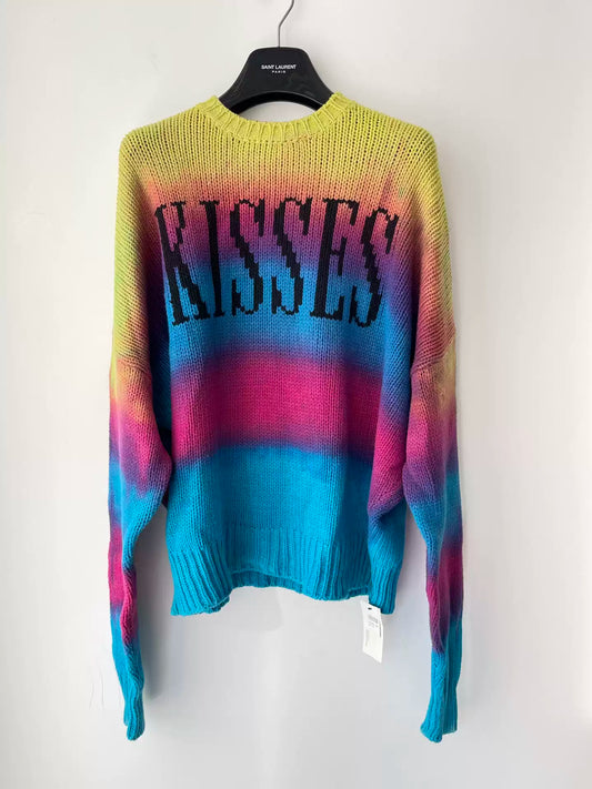 Amiri "KISSES" Tie-Dye Gradient Long Sleeve Sweater